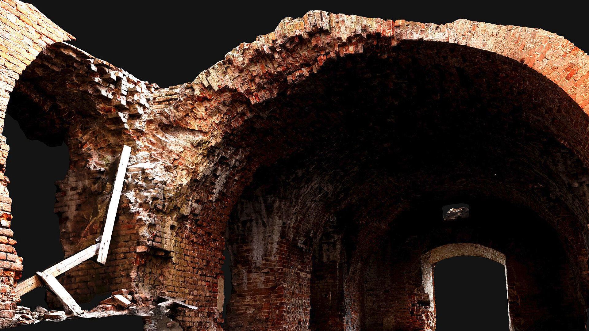 ruins abandoned castle brickwall interior photogrammetry Low-poly 3D model_3