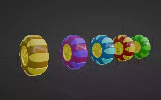 Cartoon Tyre for Animal Crossing Style Animated Wheels Low-poly 3D model