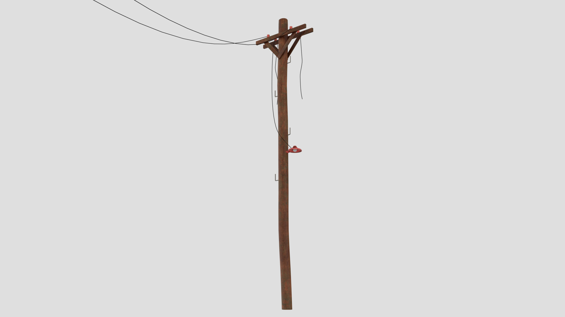 Old Wood Lamp Post Low-poly 3D model_3