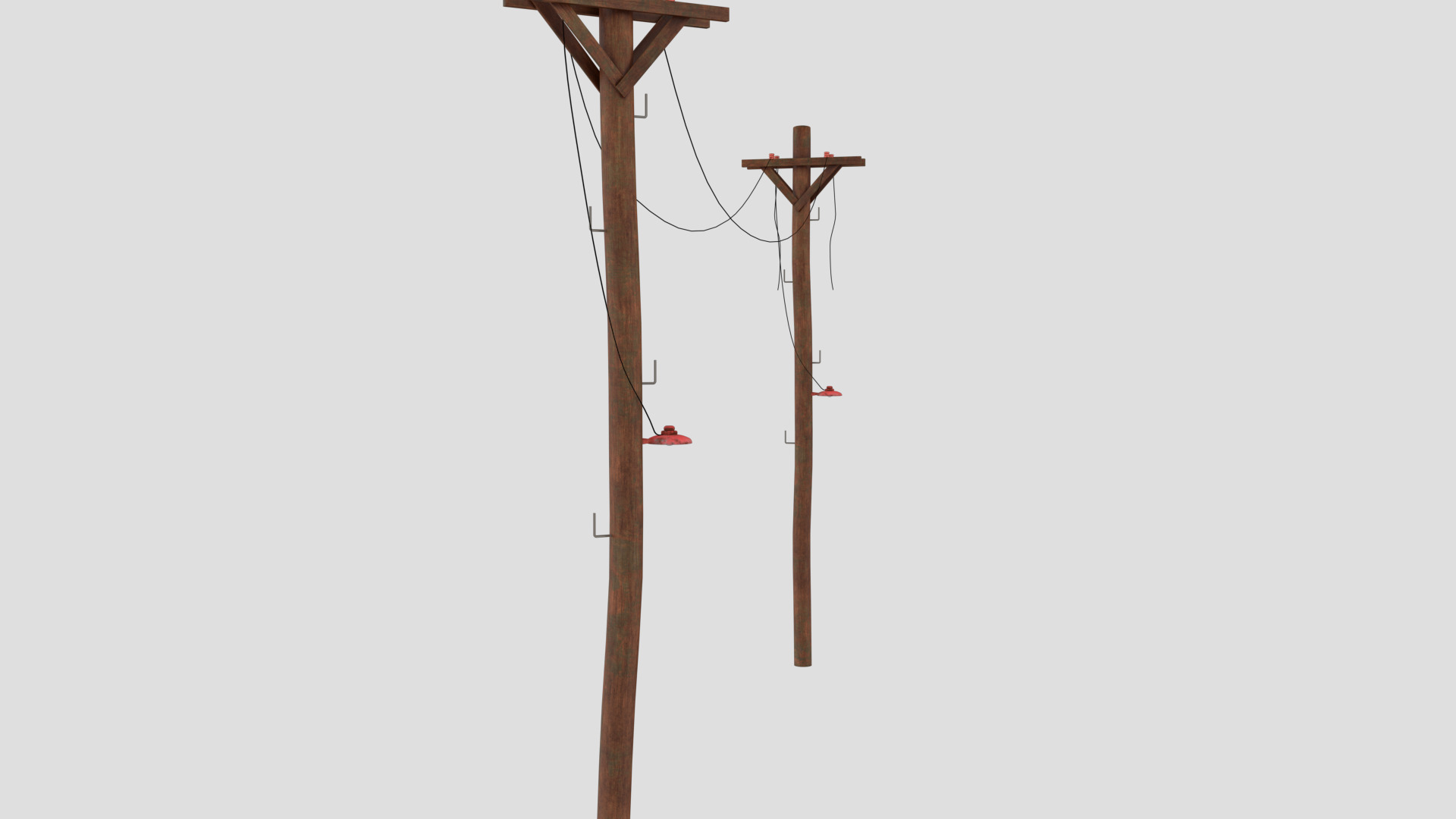 Old Wood Lamp Post Low-poly 3D model_2