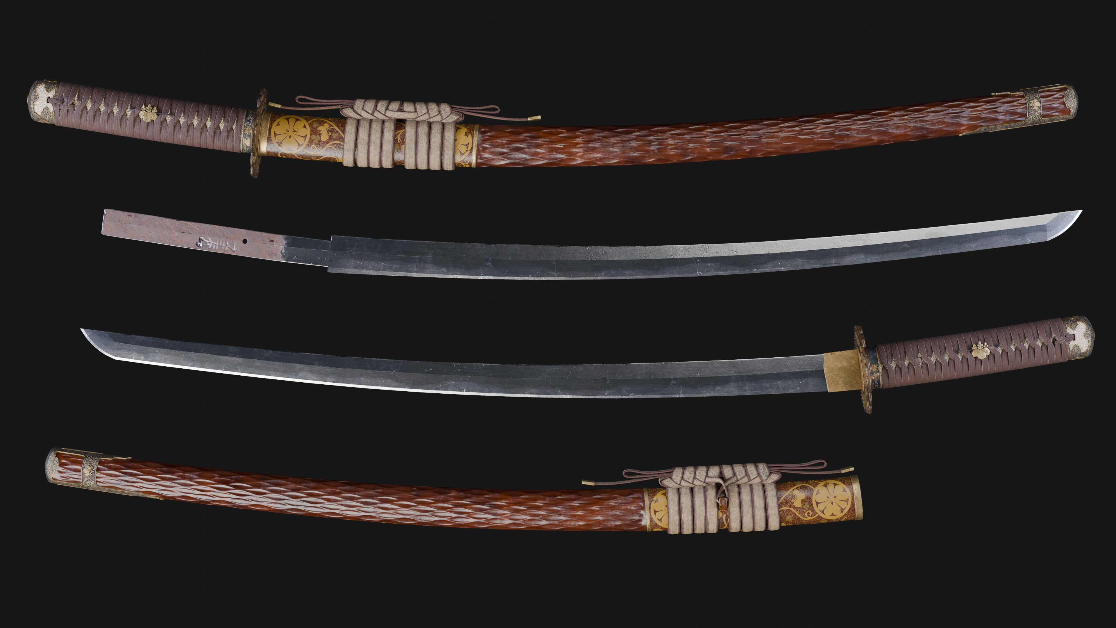 Katana Japanese Sword and Katana Stand - Game-ready Weapon Low-poly 3D model_8