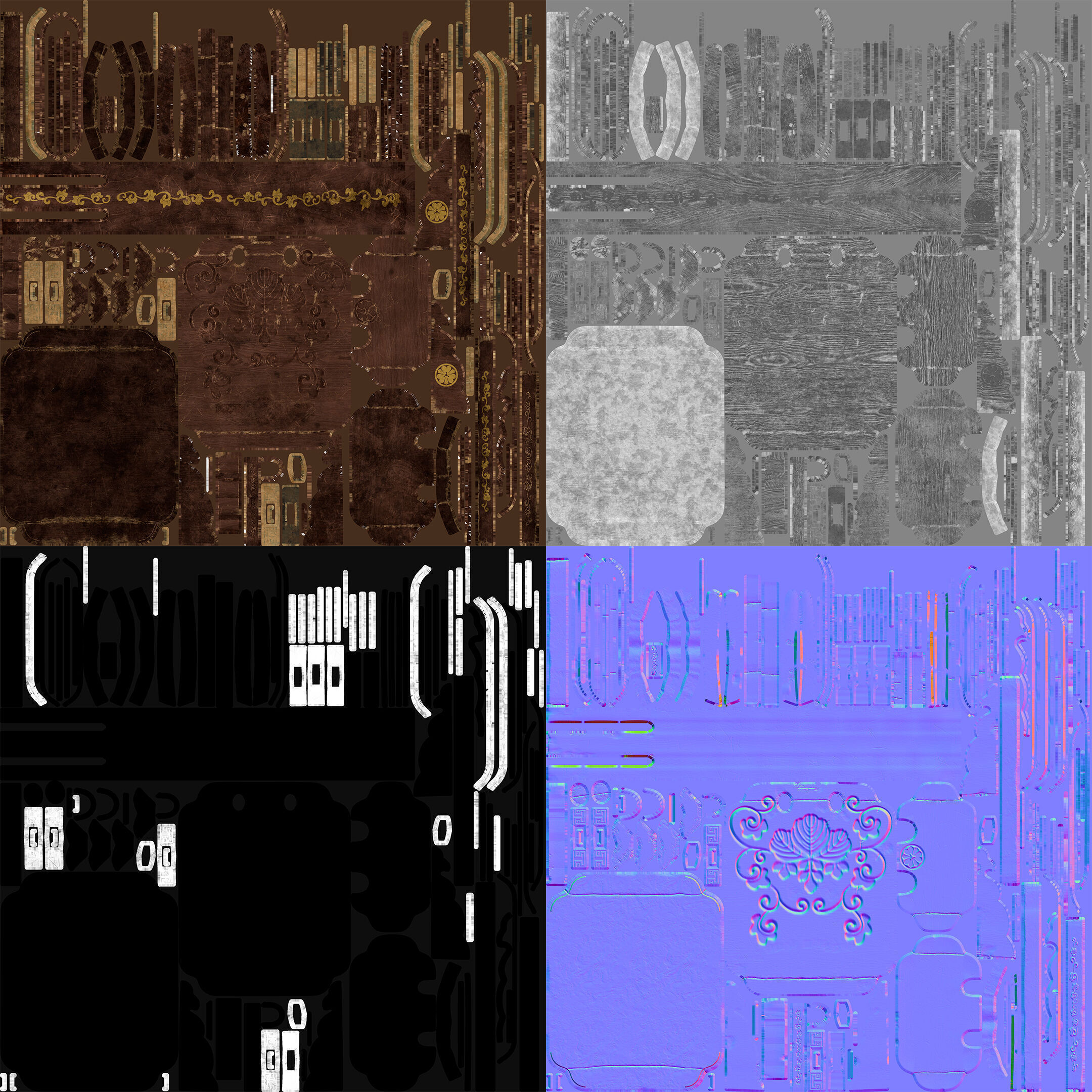 Katana Japanese Sword and Katana Stand - Game-ready Weapon Low-poly 3D model_18