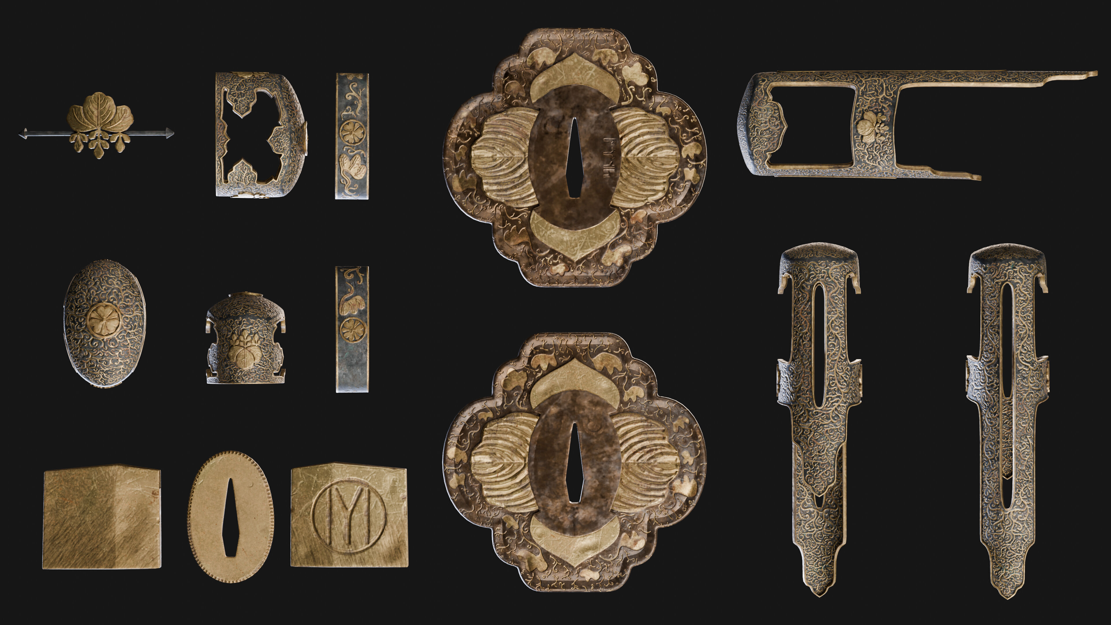 Katana Japanese Sword and Katana Stand - Game-ready Weapon Low-poly 3D model_9