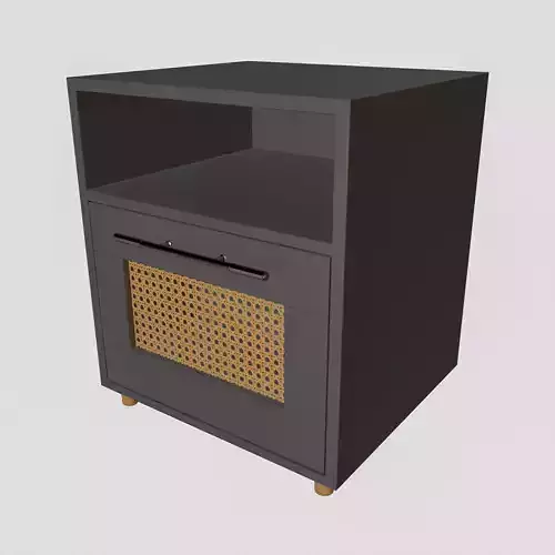 Modern Nightstand with Rattan Drawer