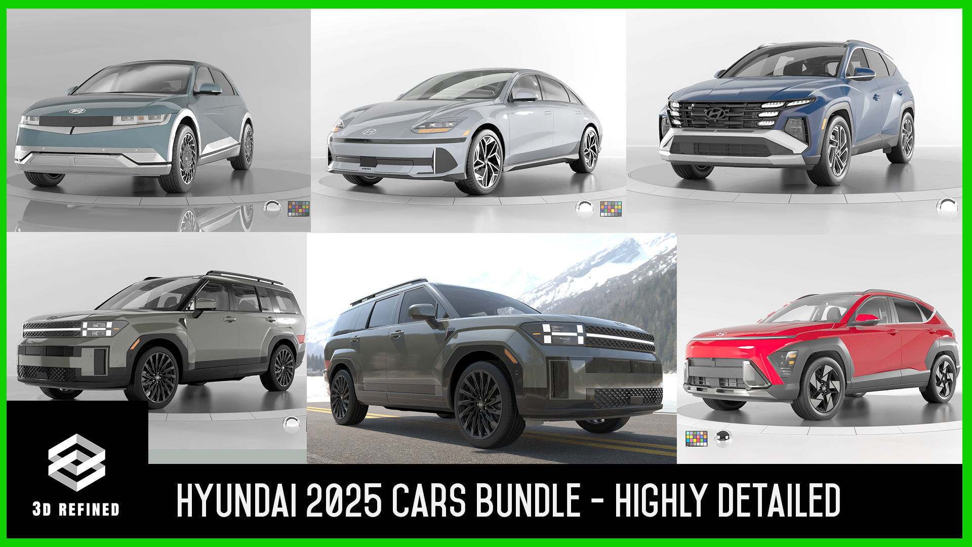 Hyundai High Quality Cars and SUV bundle  3D Model Collection_5