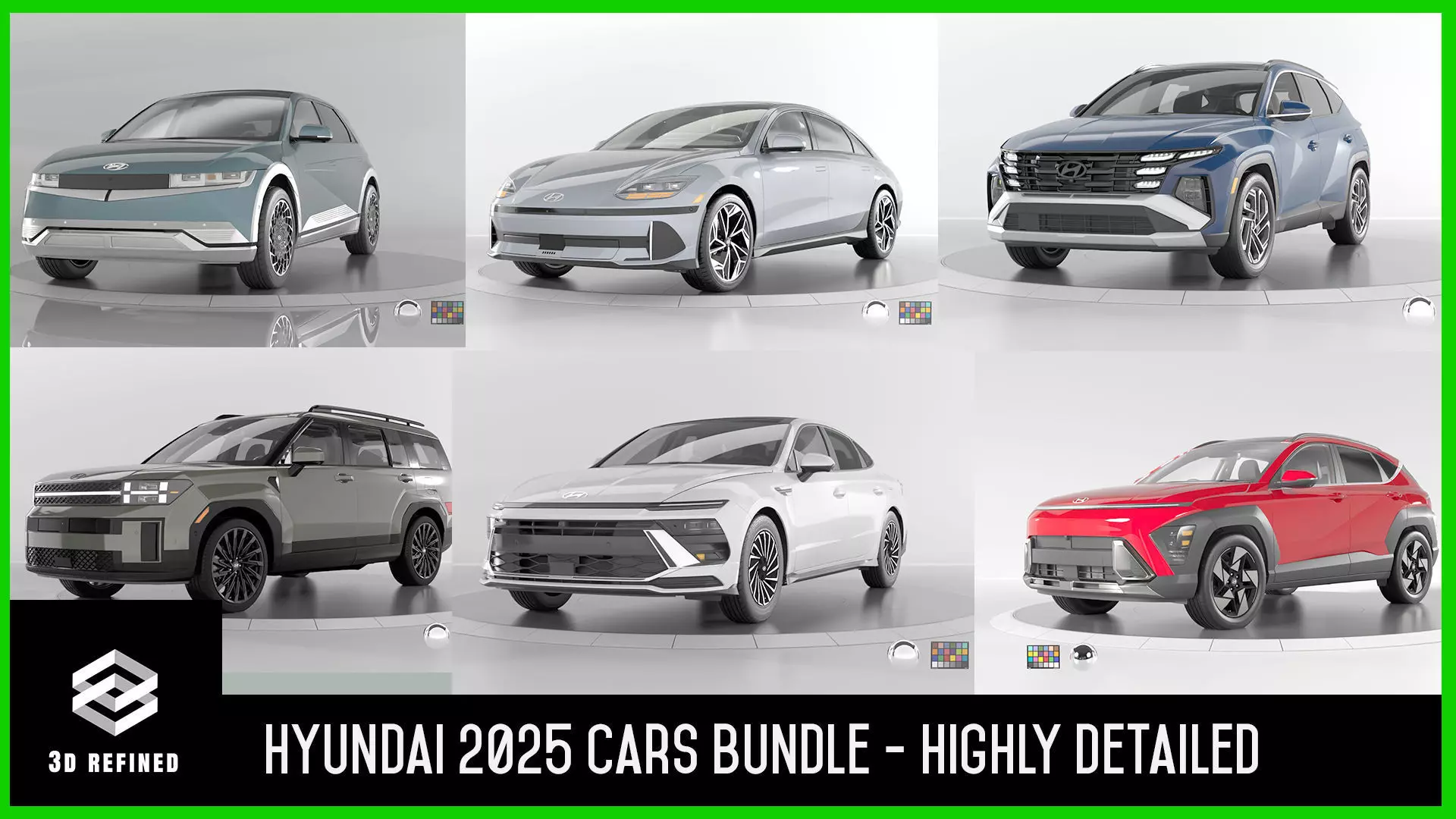 Hyundai High Quality Cars and SUV bundle  3D Model Collection_0