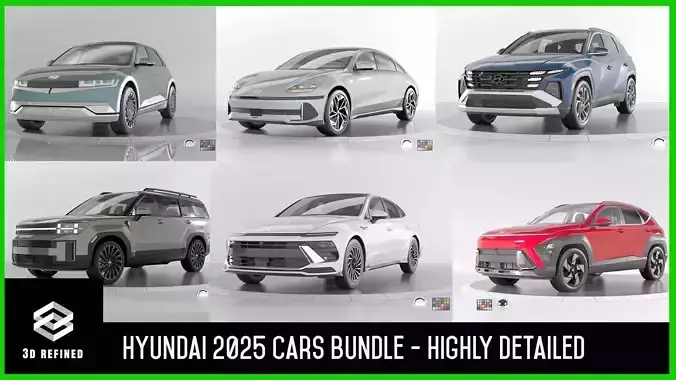Hyundai High Quality Cars and SUV bundle  3D Model Collection