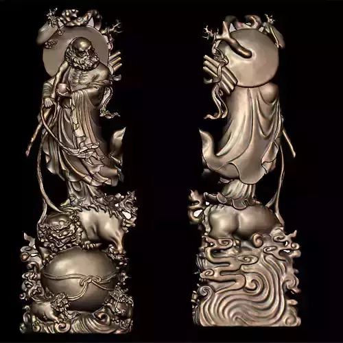 Round sculpture of the lion ornament of the station lion Damo 