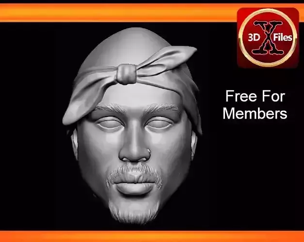 Tupac Shakur  - Action Figure Head Sculpt - 3D Print File 