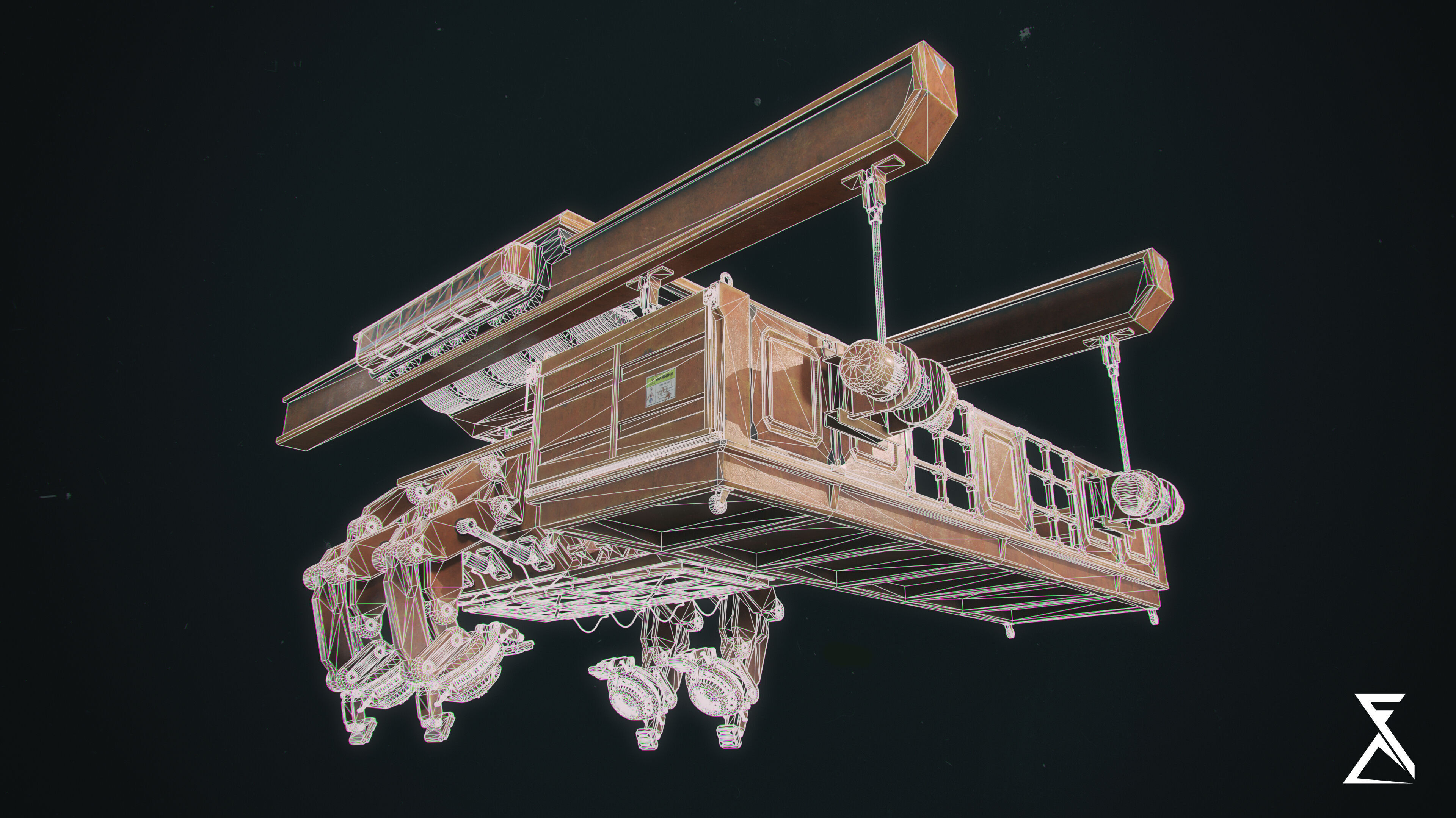 Futuristic crane Low-poly 3D model_4