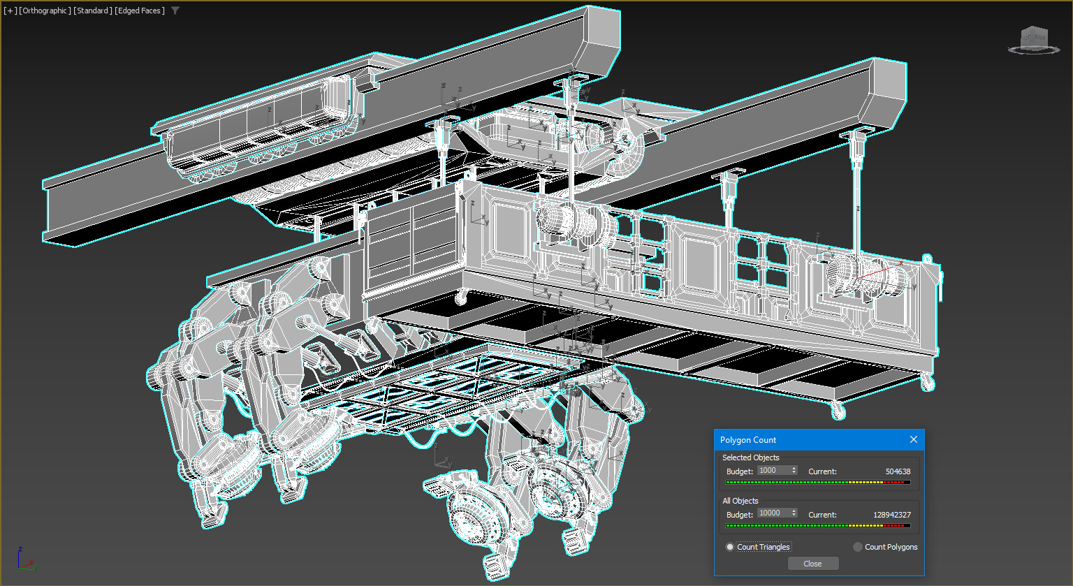 Futuristic crane Low-poly 3D model_5