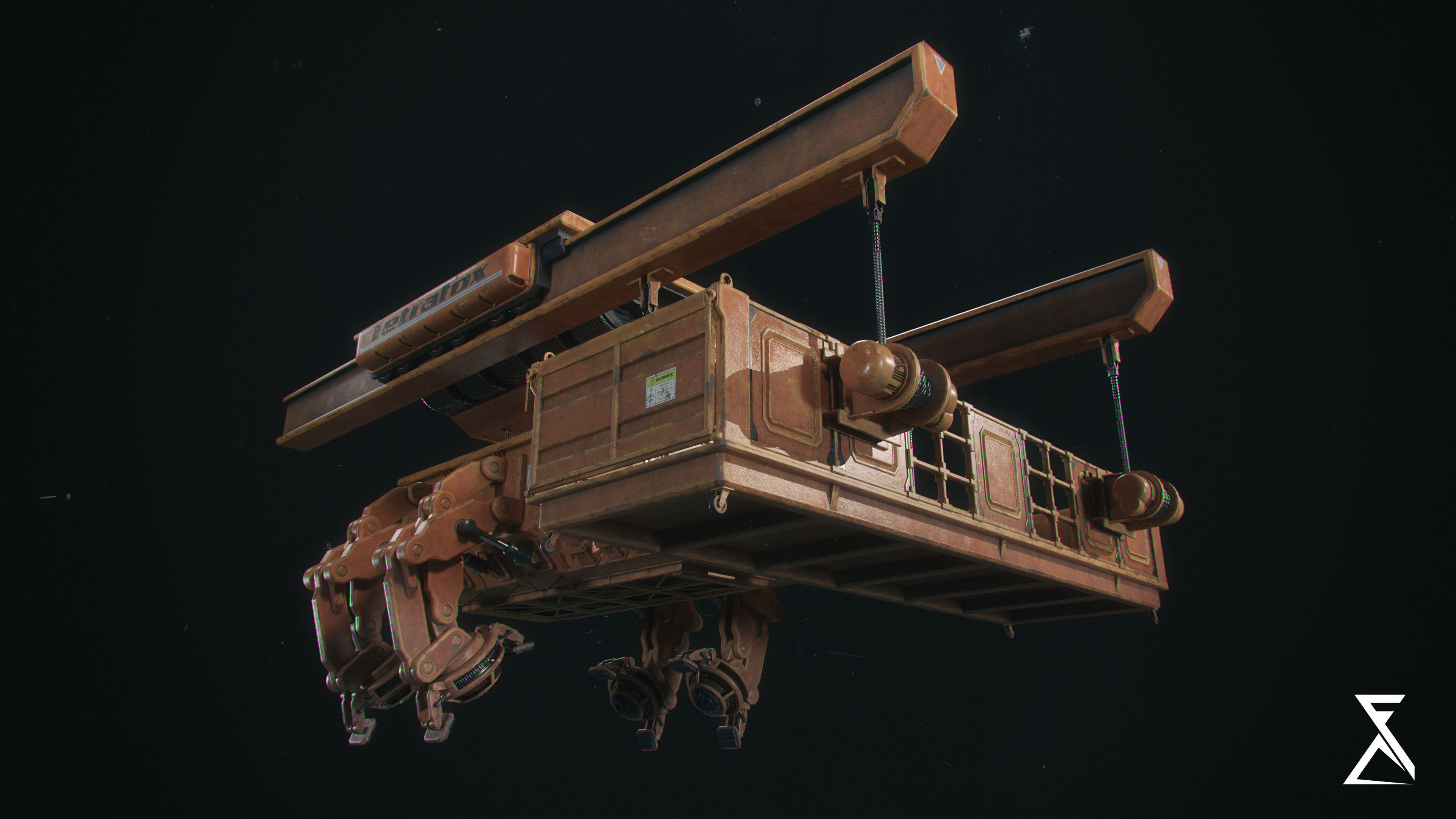 Futuristic crane Low-poly 3D model_3