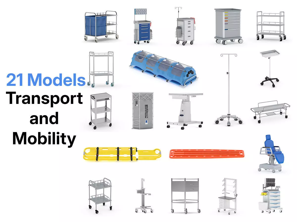 21 Models Medical Transport and Mobility Equipment 3D model_0