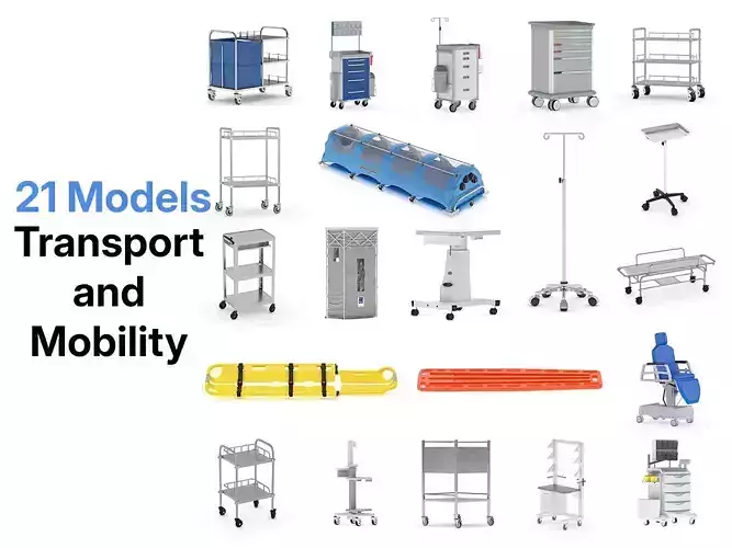 21 Models Medical Transport and Mobility Equipment 3D model