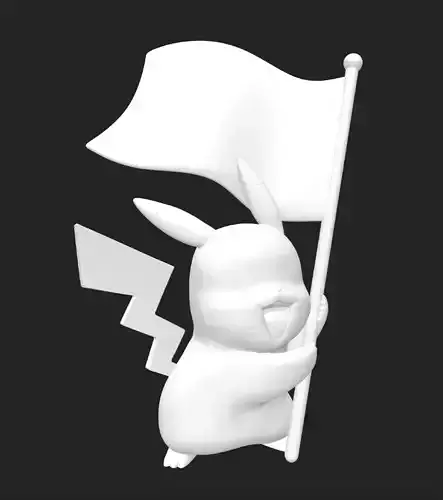 Pikachu Holding a Flag  3D print model