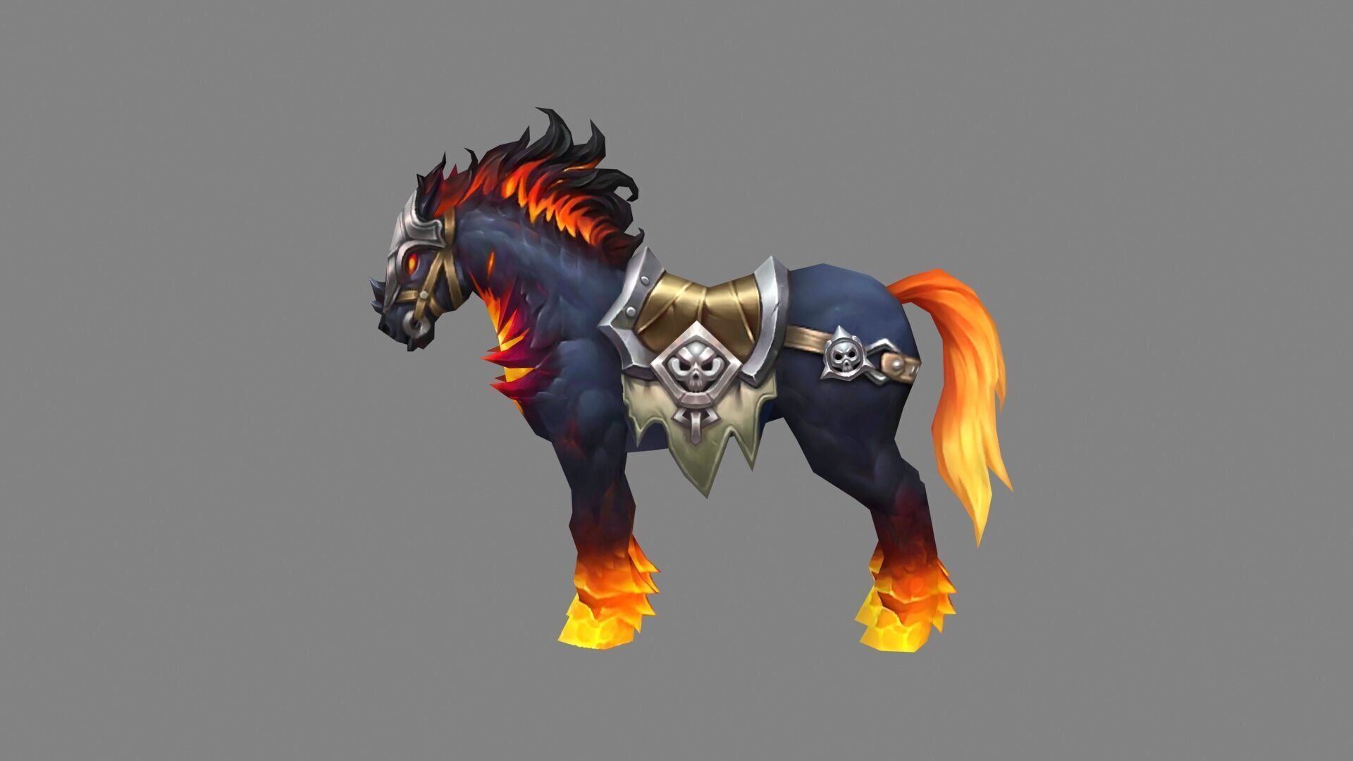 Cartoon Flame horse mount Low-poly 3D model_1