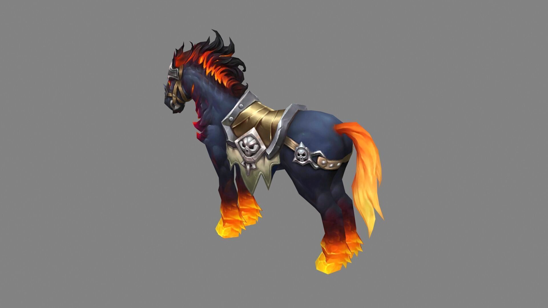 Cartoon Flame horse mount Low-poly 3D model_2