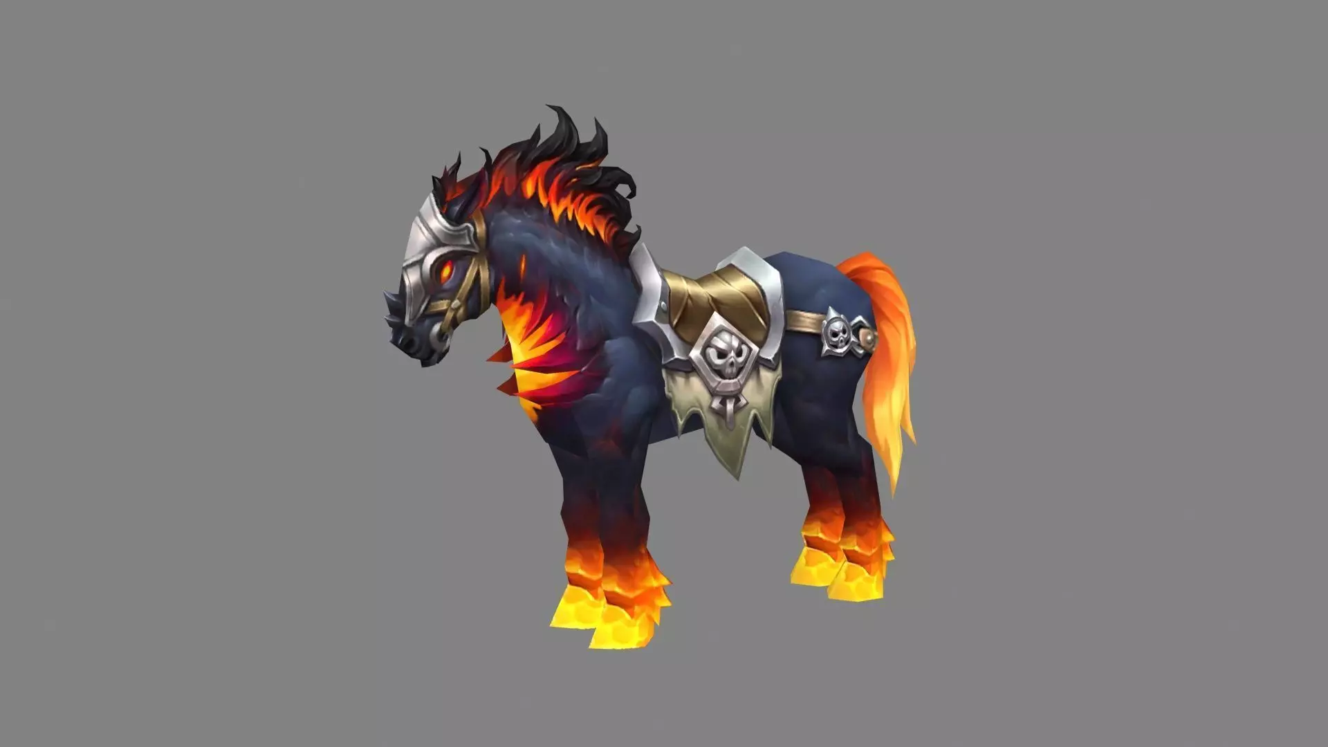 Cartoon Flame horse mount Low-poly 3D model_0