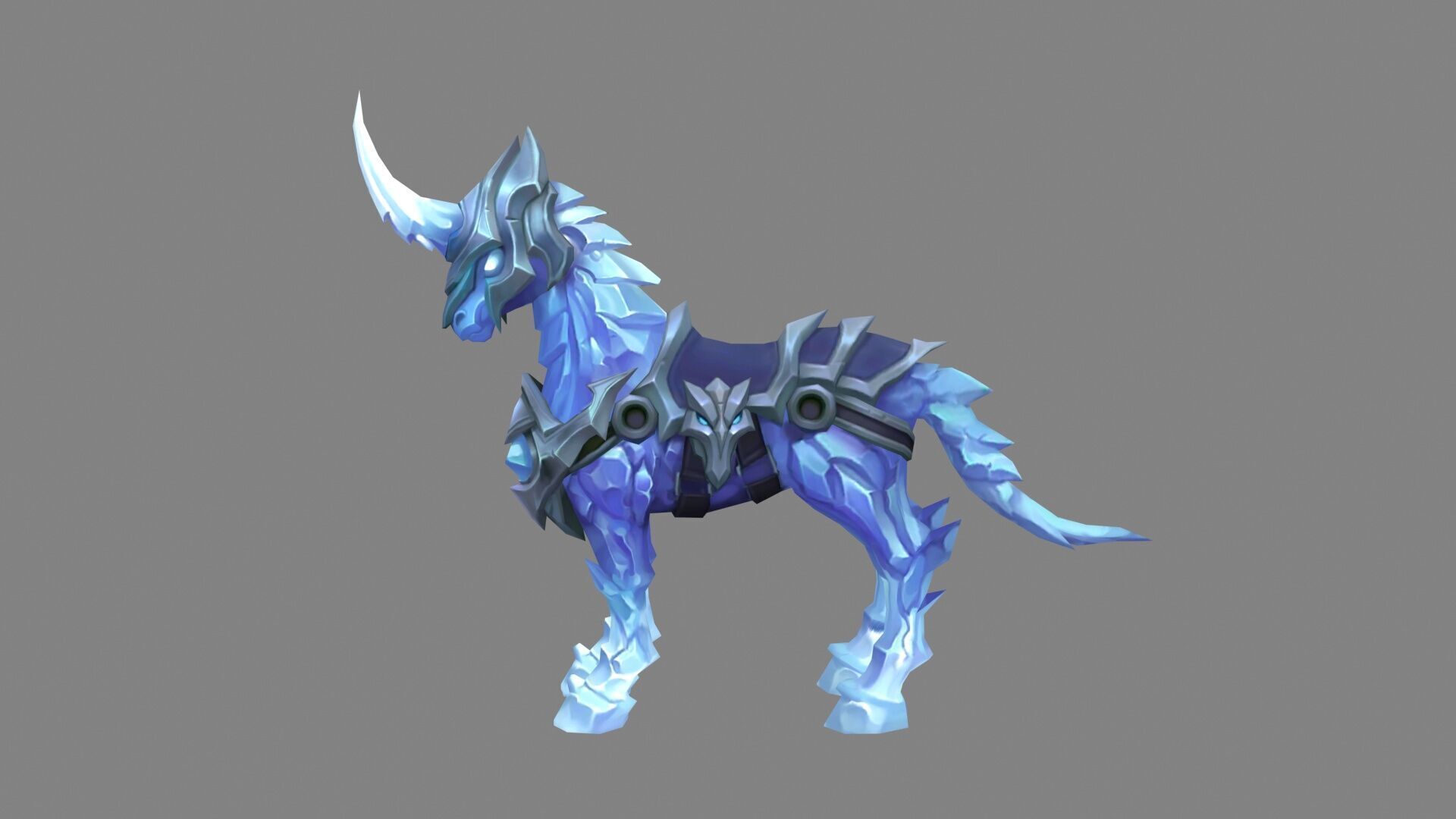 Cartoon frost horse mount Low-poly 3D model_1