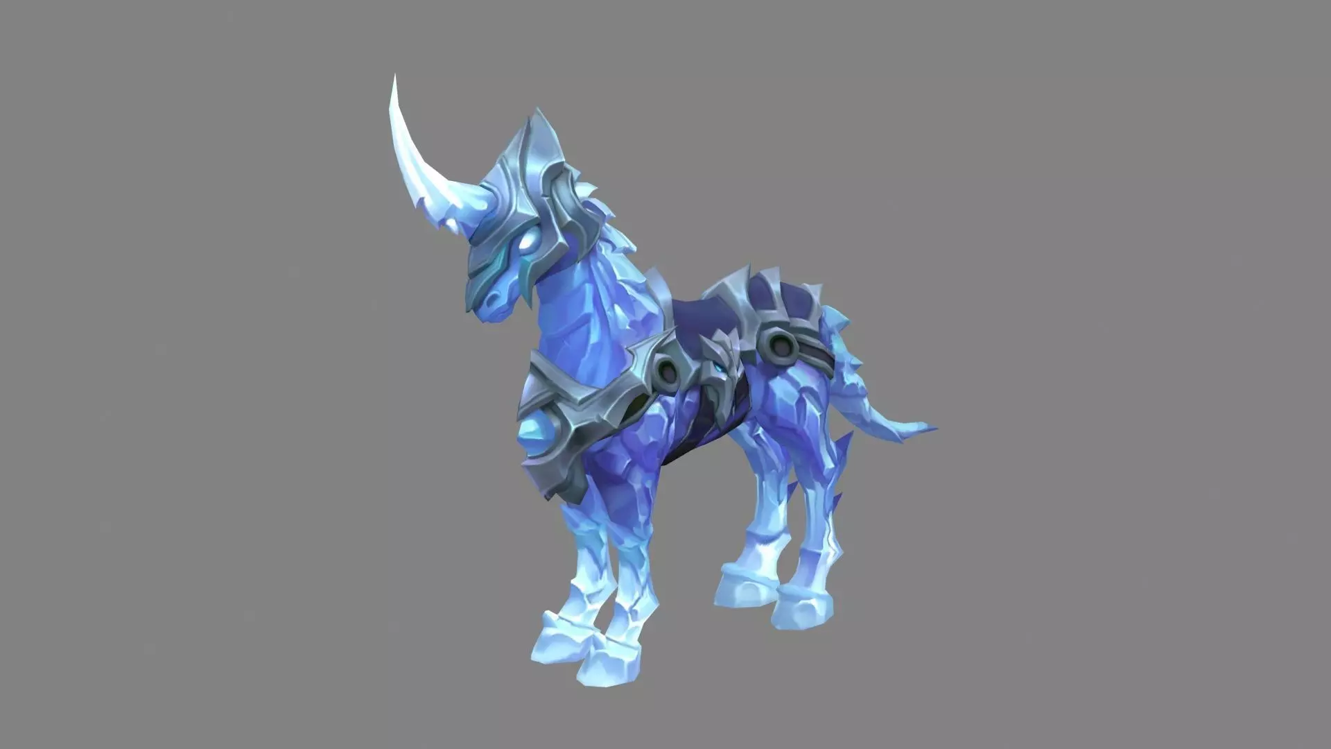 Cartoon frost horse mount Low-poly 3D model_0