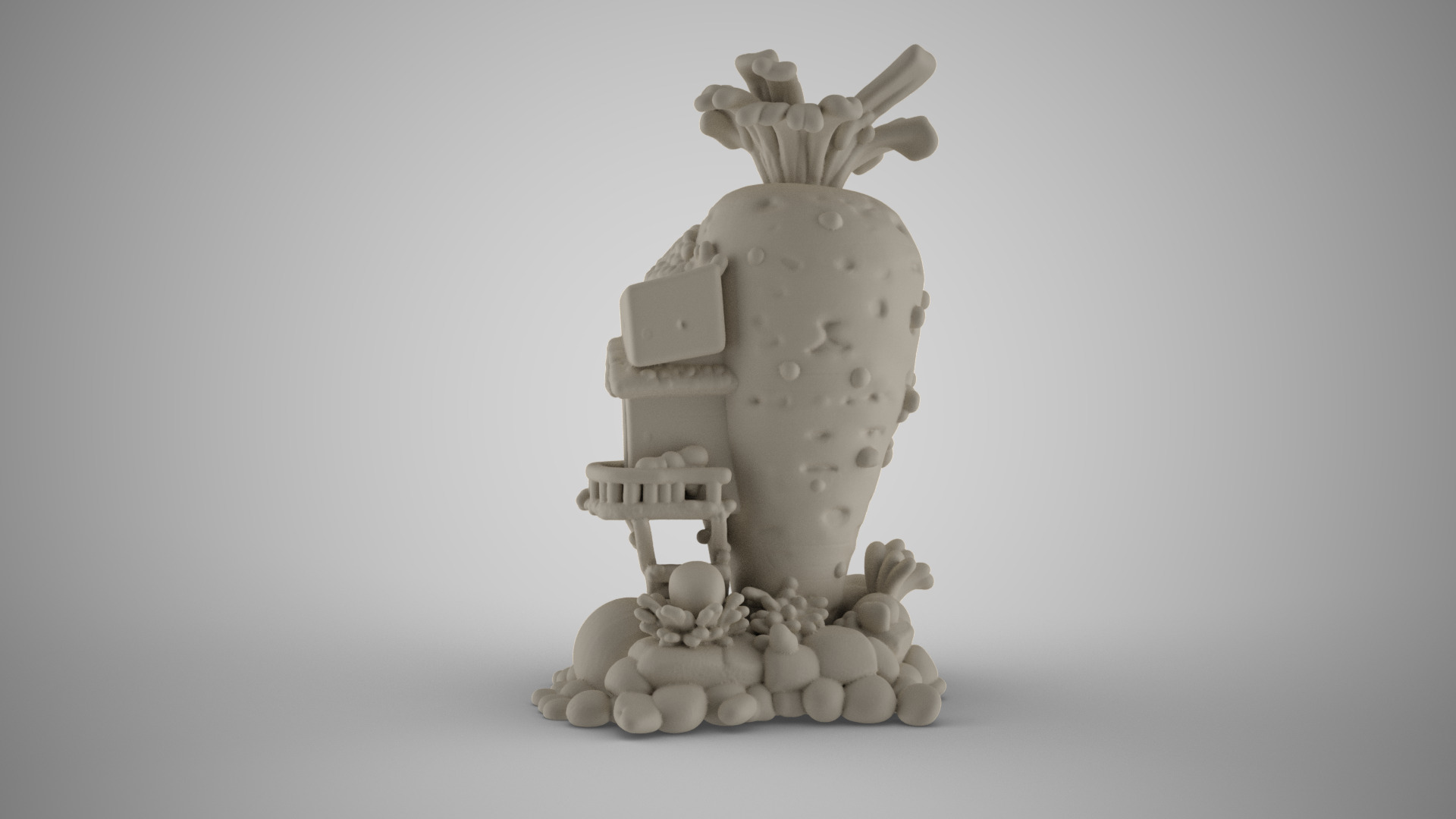 Carrot House for Aquarium 3D print model_6