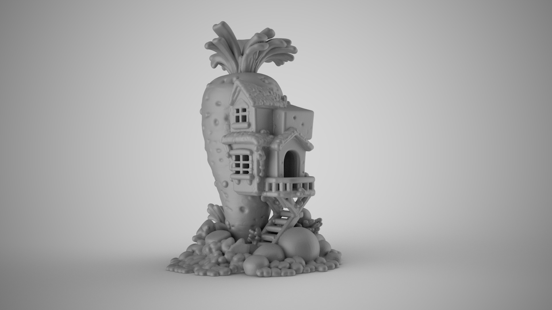 Carrot House for Aquarium 3D print model_1