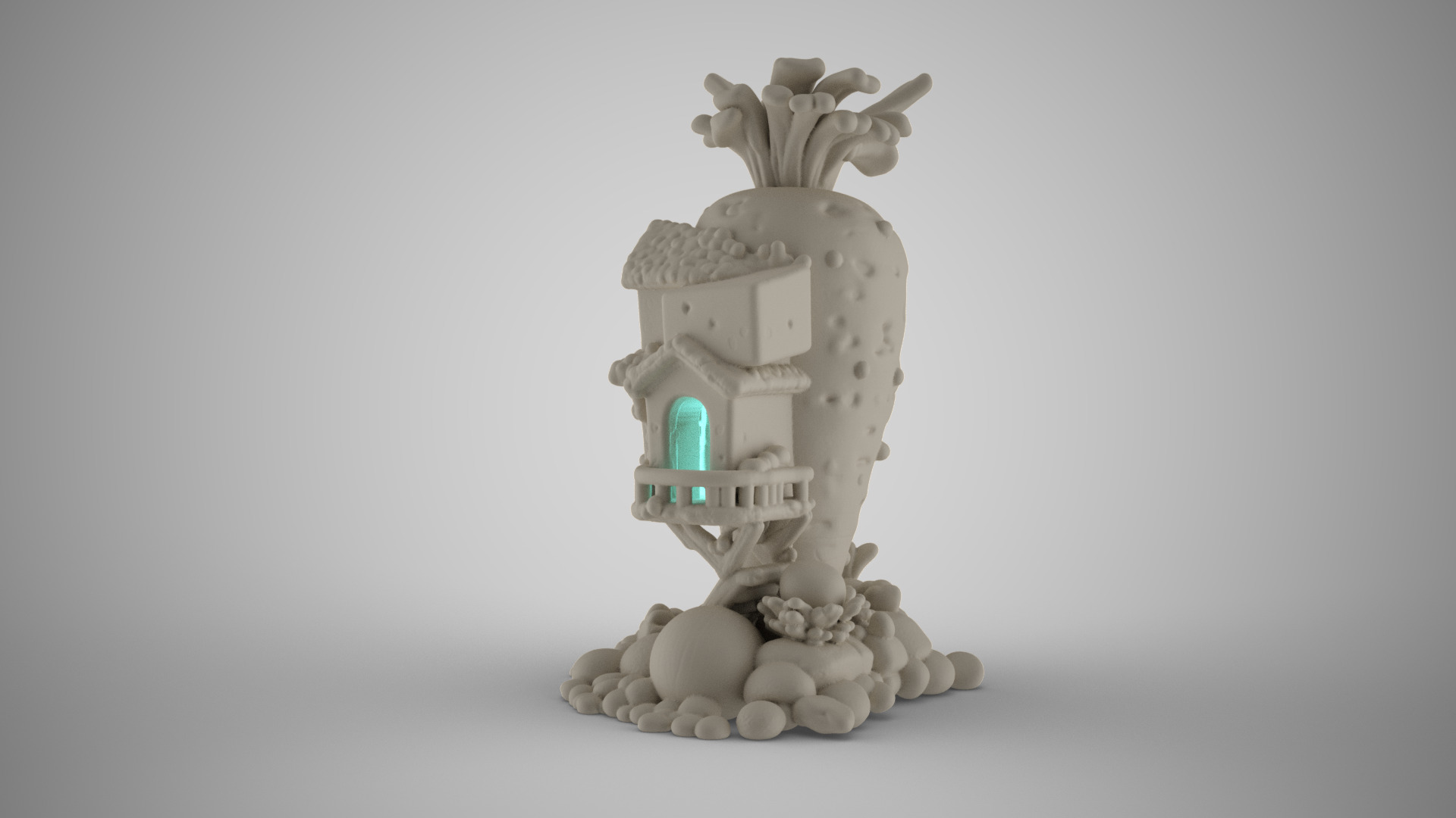 Carrot House for Aquarium 3D print model_7