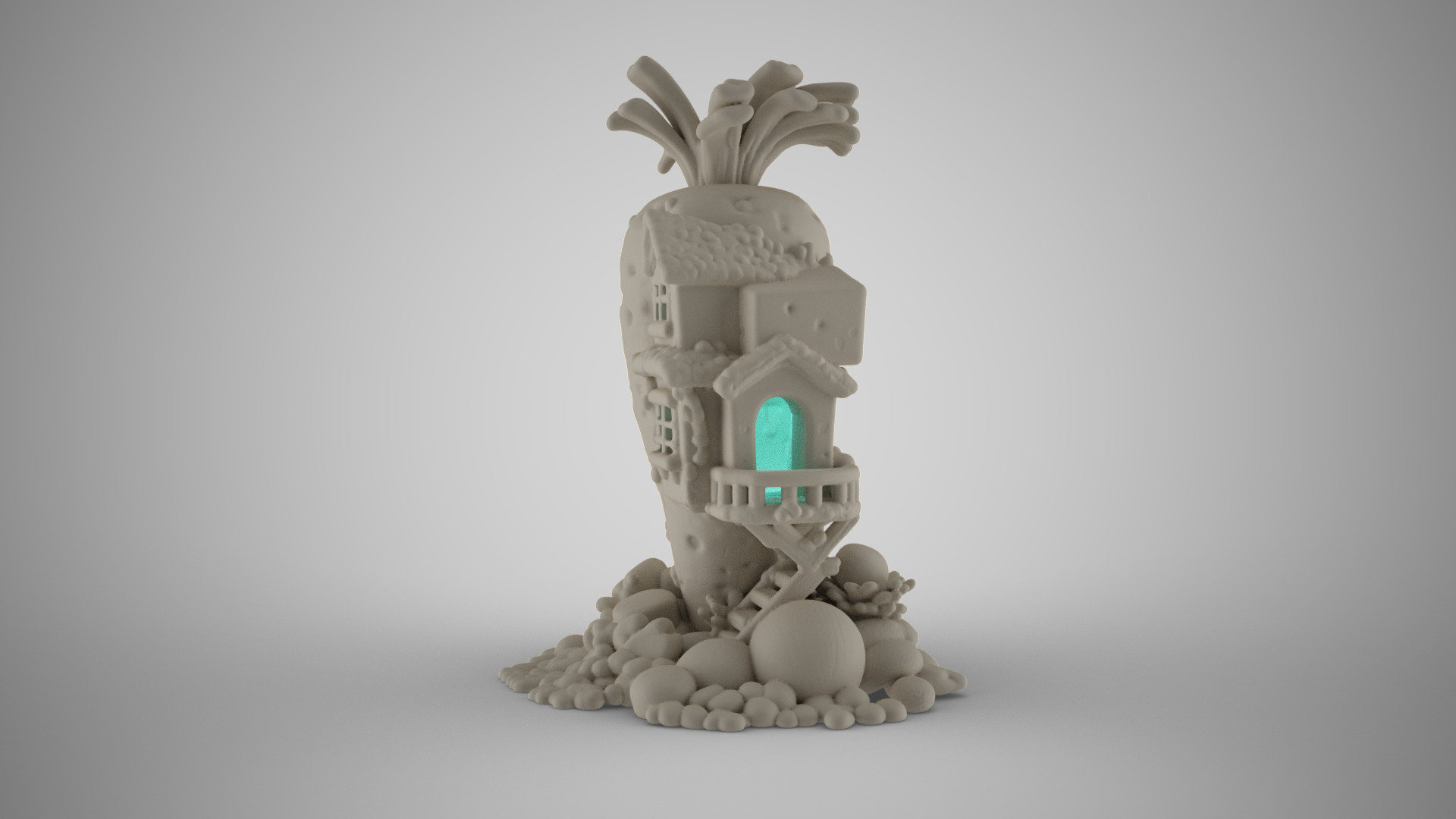 Carrot House for Aquarium 3D print model_8