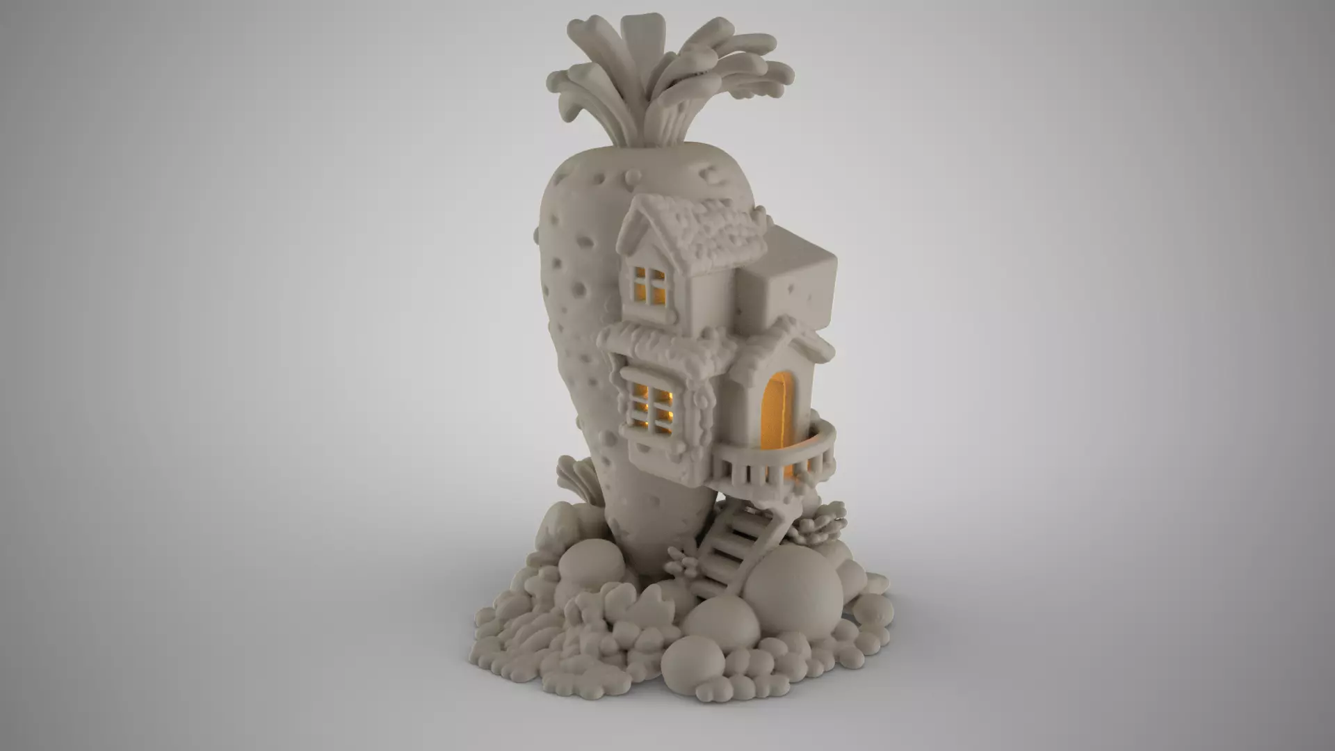 Carrot House for Aquarium 3D print model_0