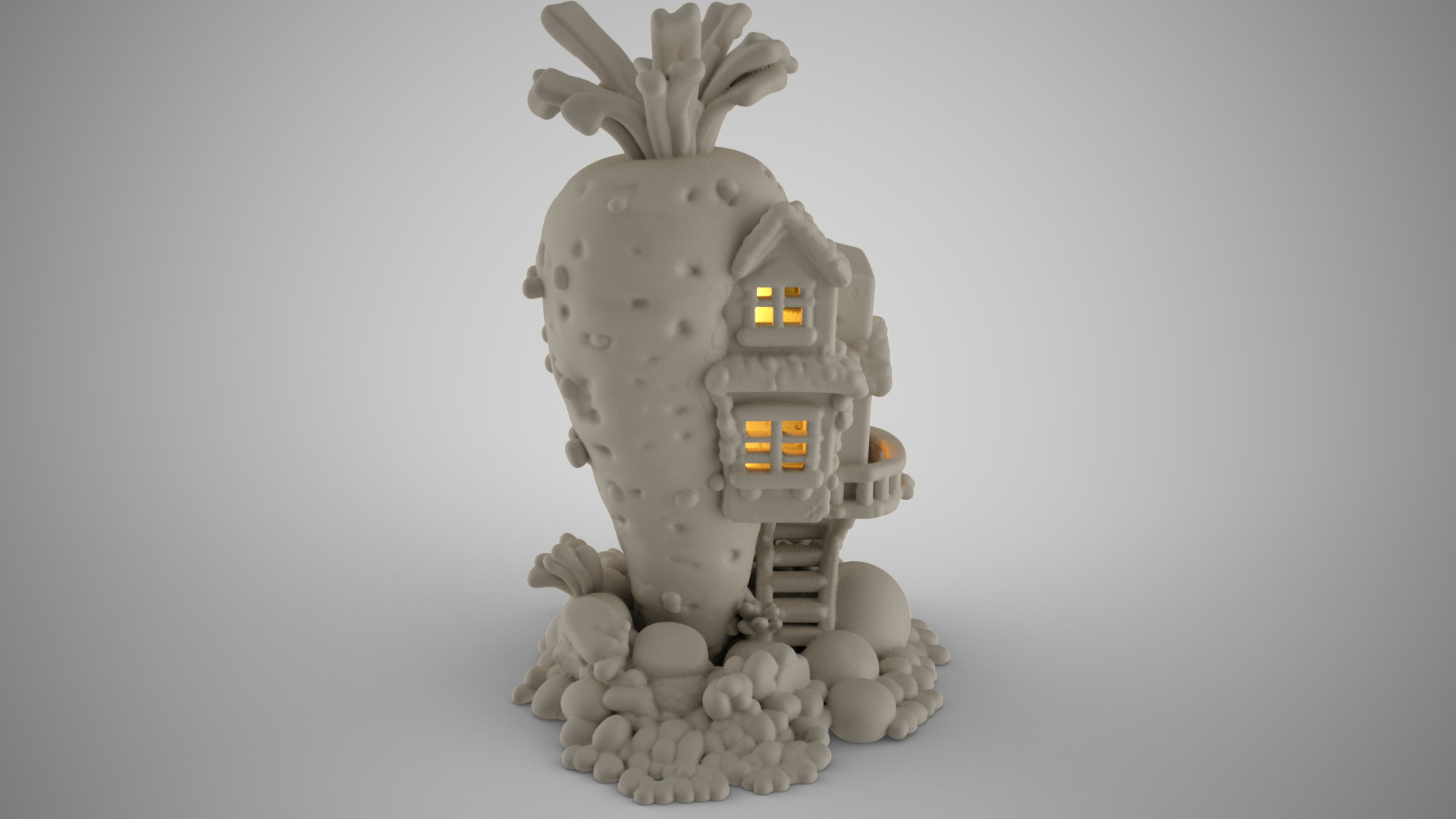 Carrot House for Aquarium 3D print model_2