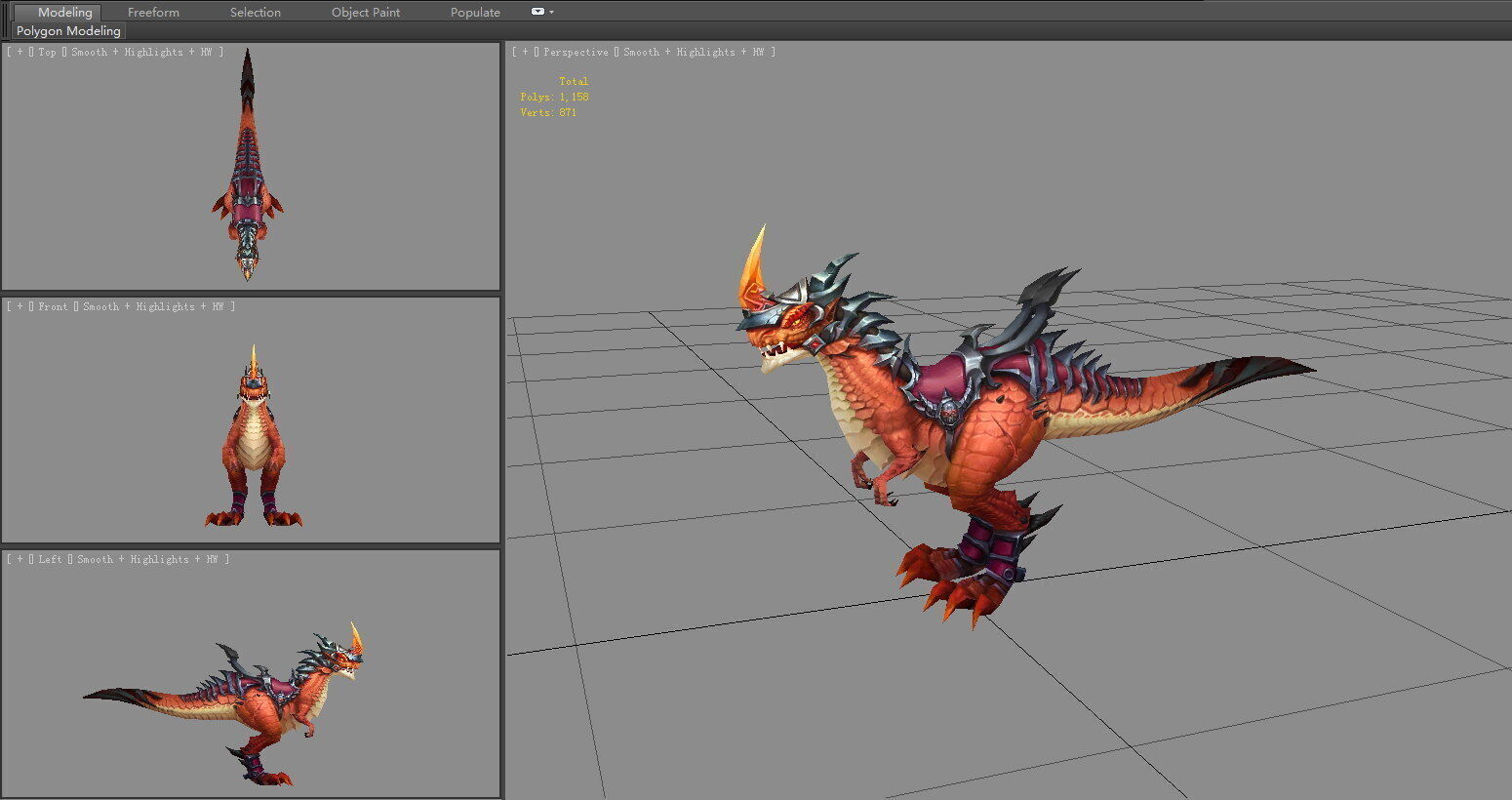 Velociraptor mount Low-poly 3D model_3