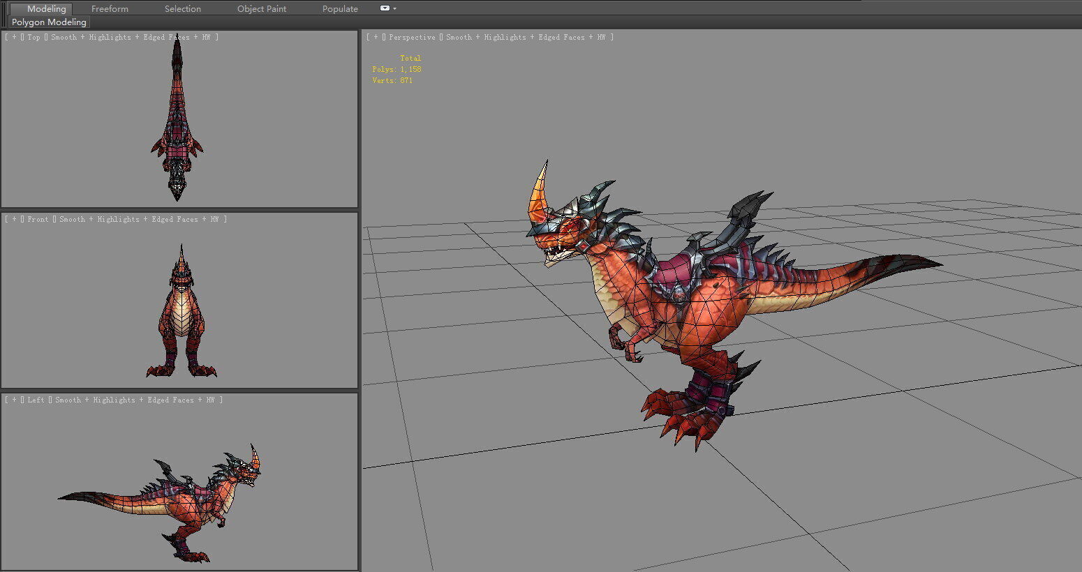 Velociraptor mount Low-poly 3D model_4