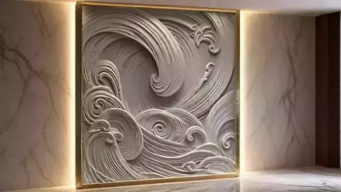modern panel wall decor set relief stl mural CNC 167 