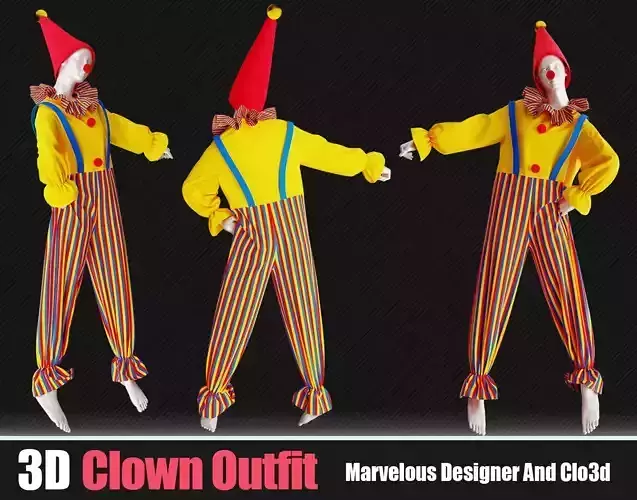 3d Clown Outfits In Marvelous And Blender 