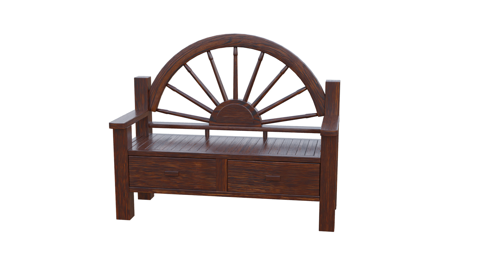 Rustic Bench Low-poly 3D model_41