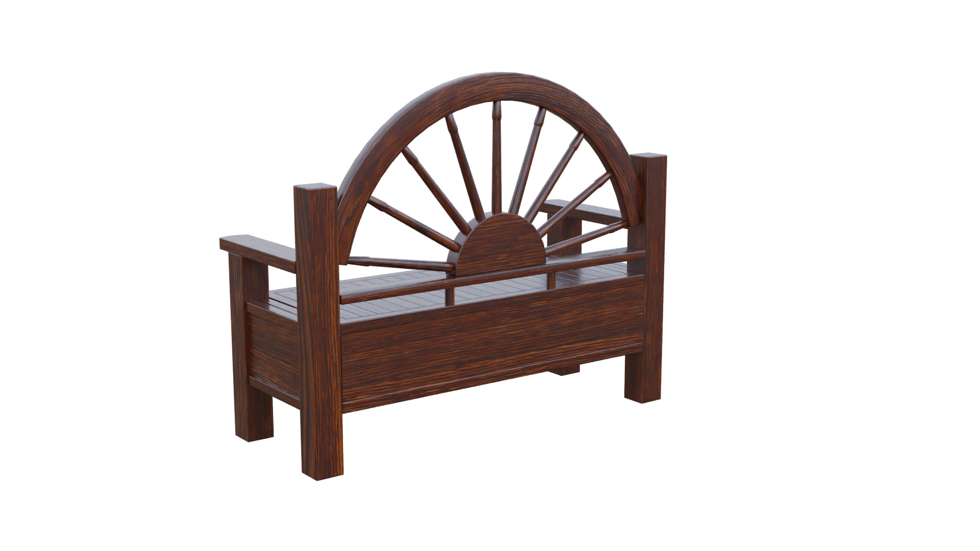 Rustic Bench Low-poly 3D model_28