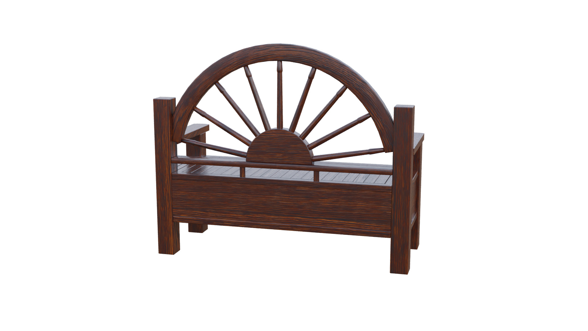 Rustic Bench Low-poly 3D model_23