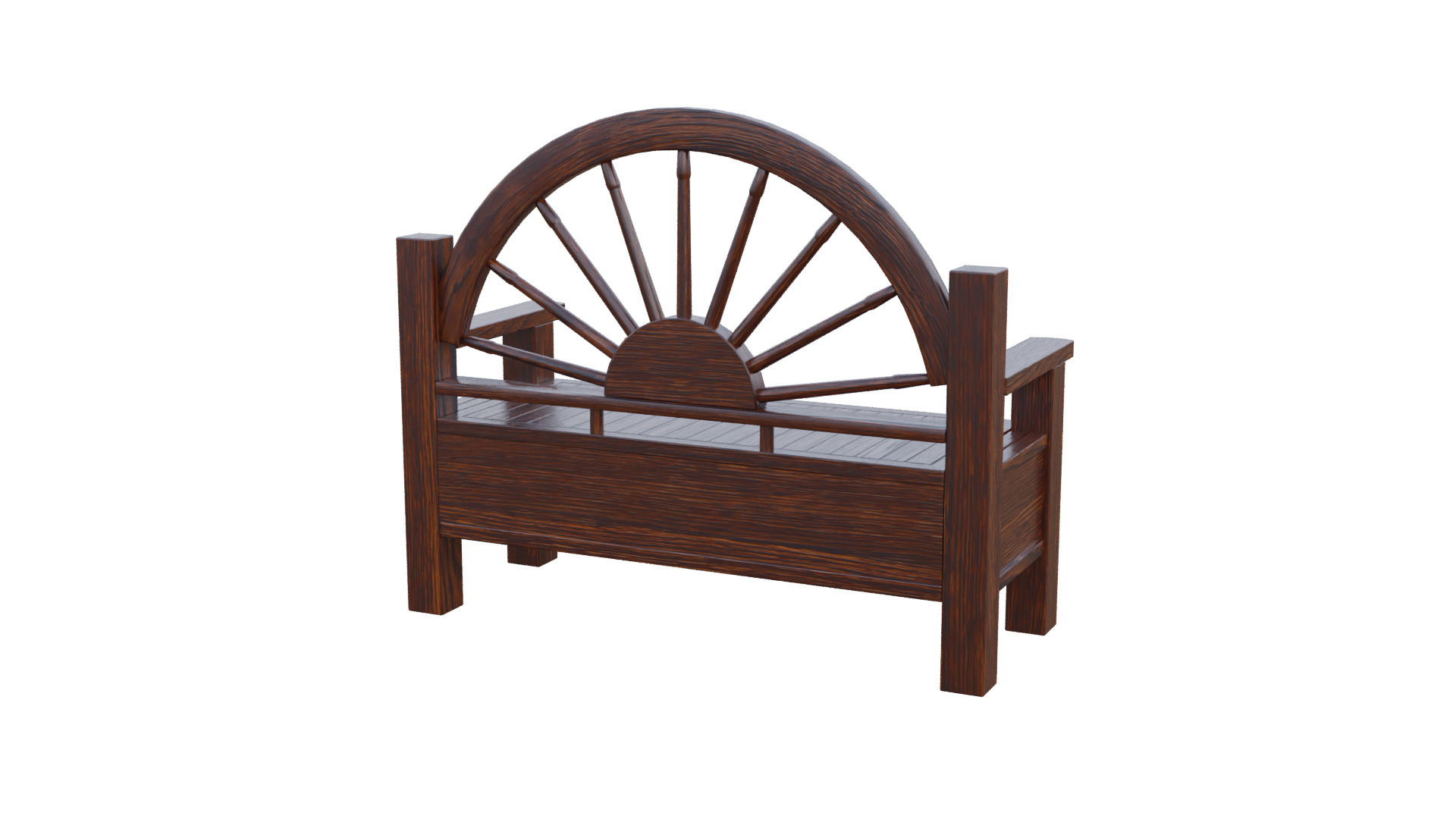 Rustic Bench Low-poly 3D model_22
