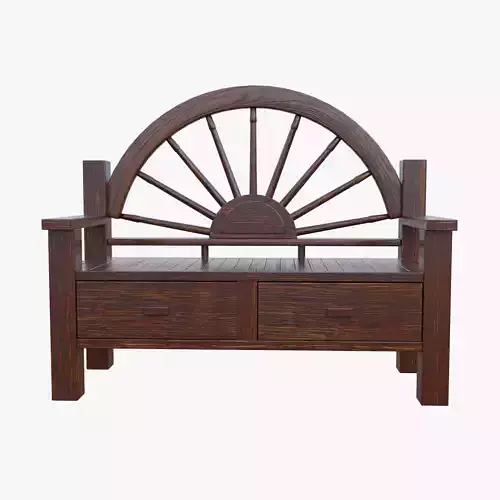Rustic Bench Low-poly 3D model