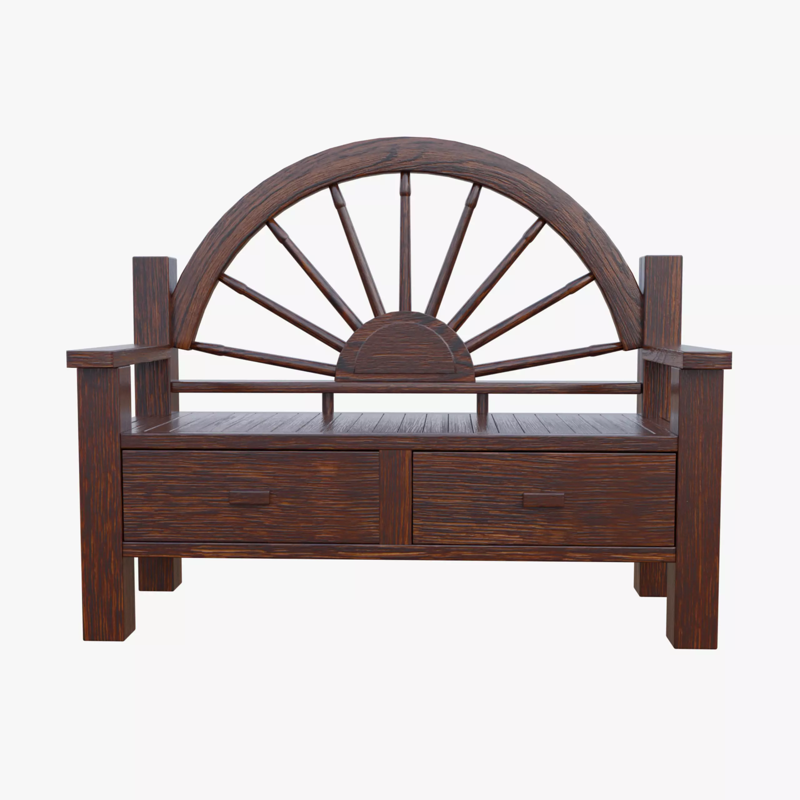 Rustic Bench Low-poly 3D model_0