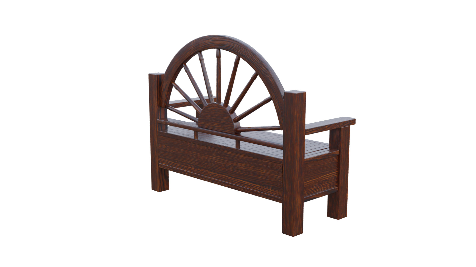 Rustic Bench Low-poly 3D model_20