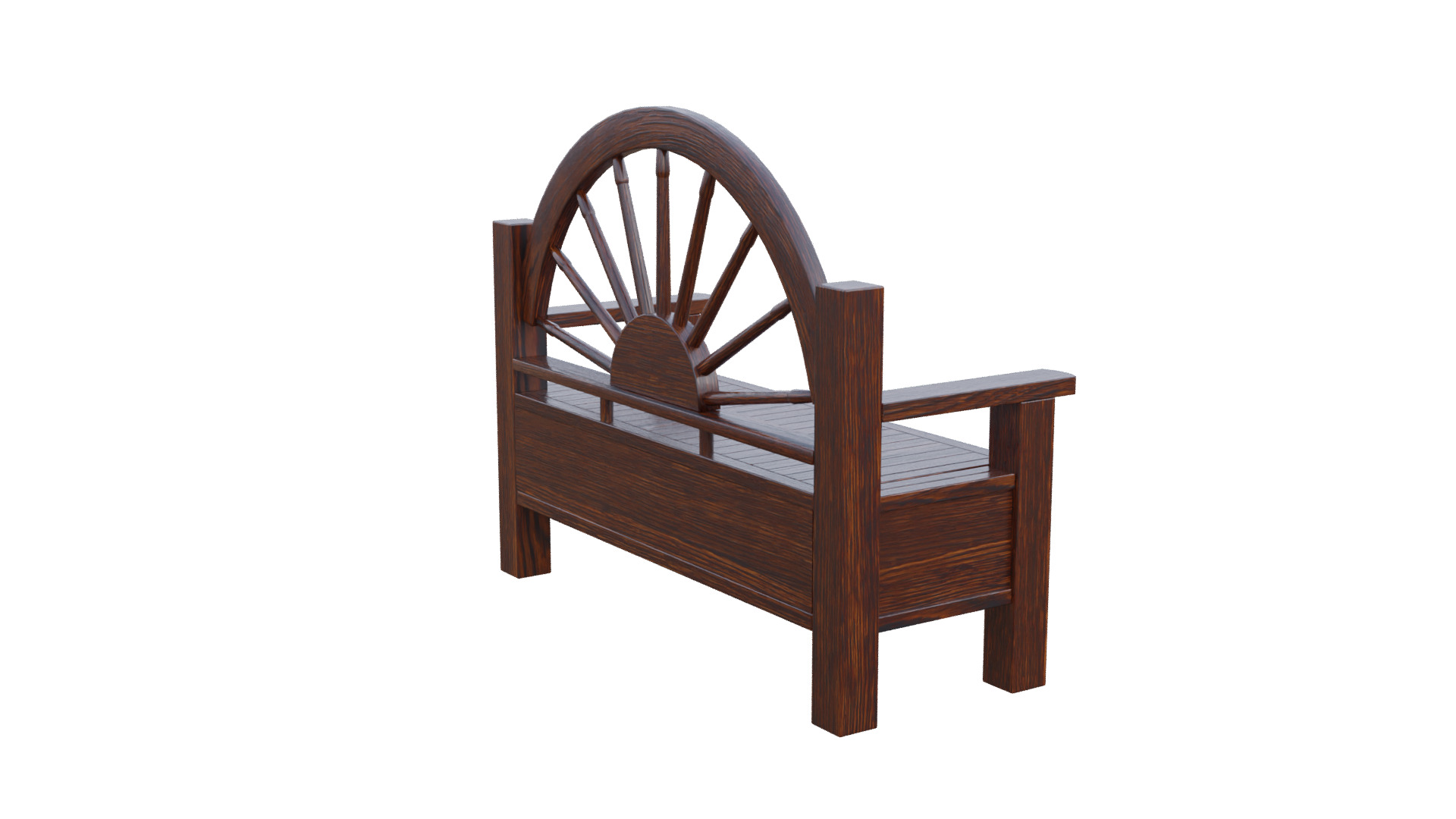 Rustic Bench Low-poly 3D model_19