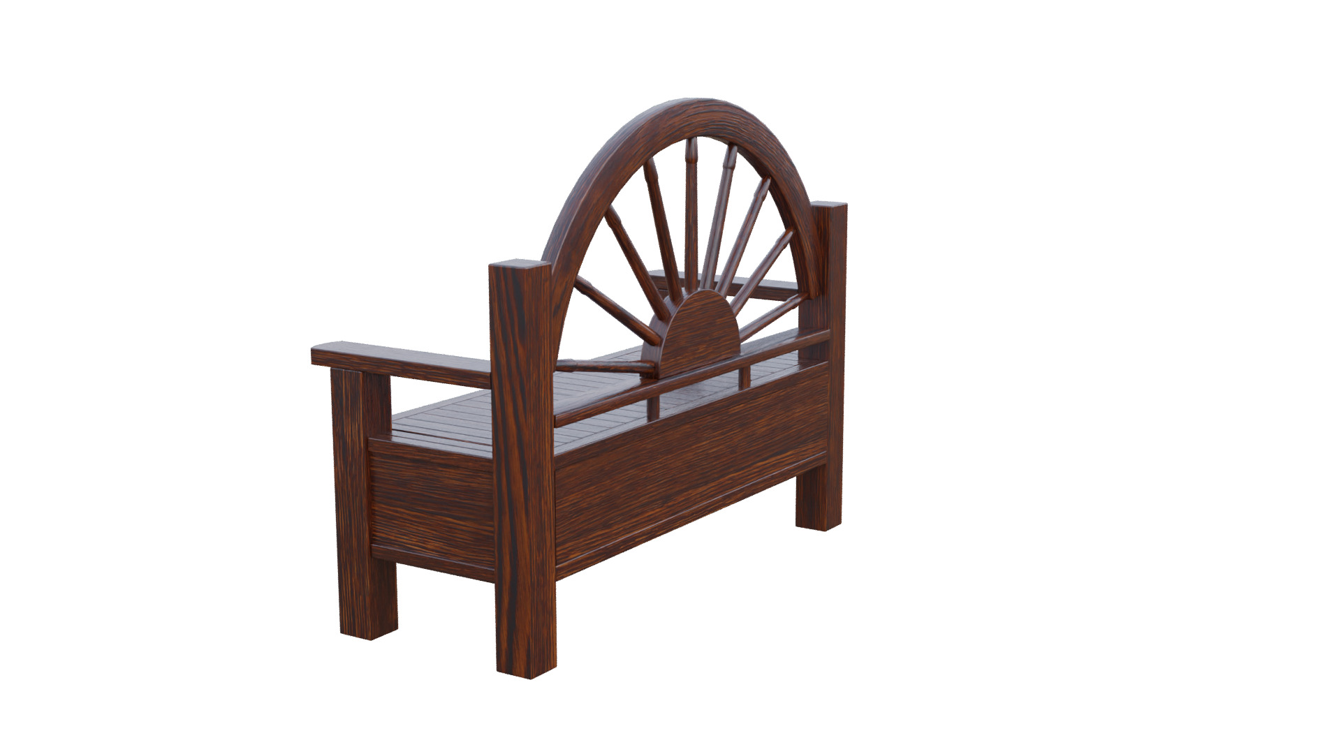 Rustic Bench Low-poly 3D model_30