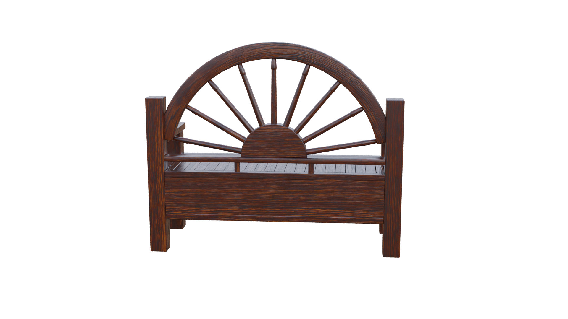 Rustic Bench Low-poly 3D model_24