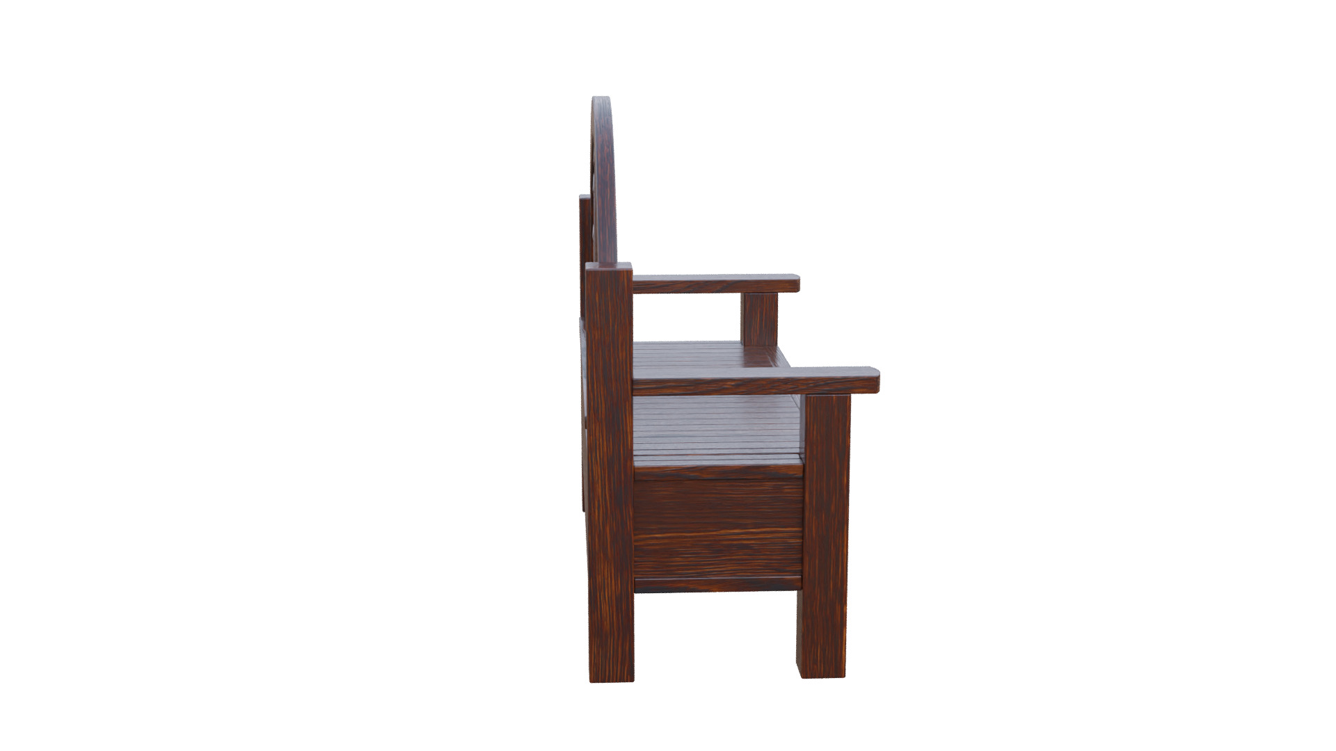 Rustic Bench Low-poly 3D model_16