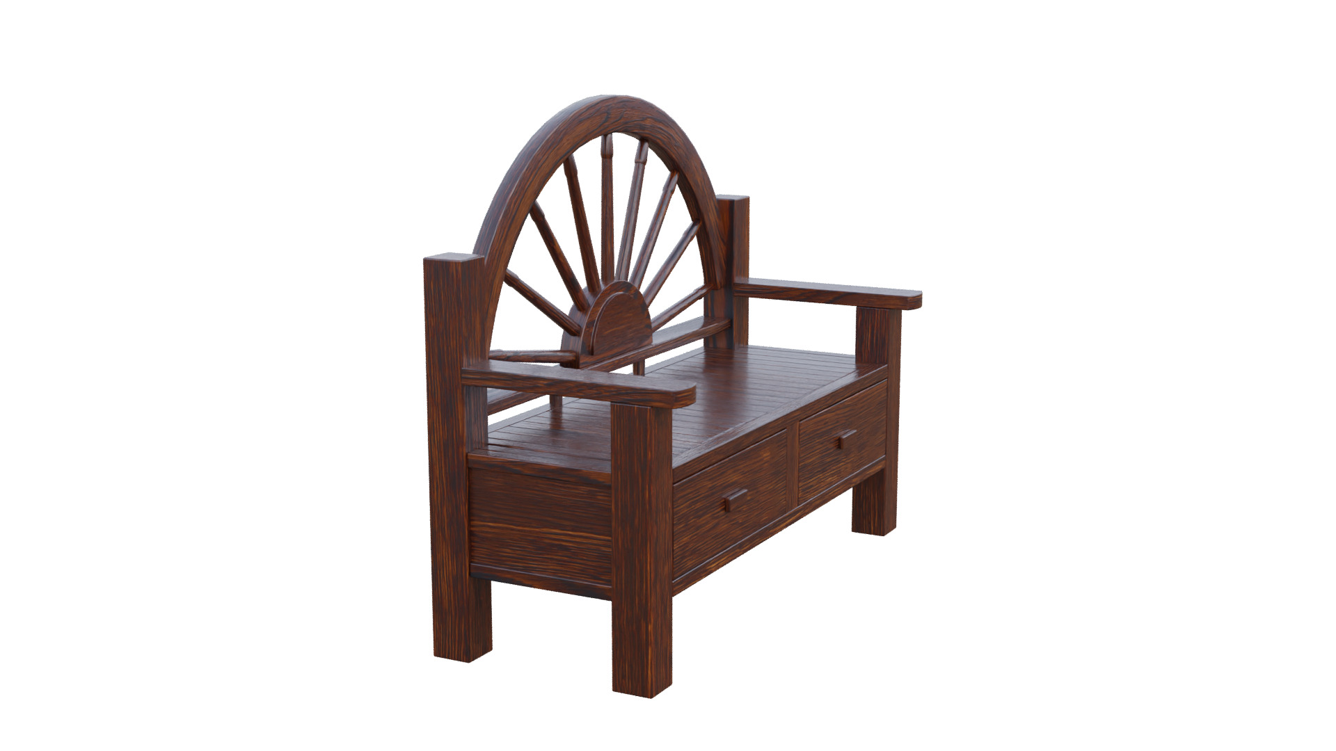 Rustic Bench Low-poly 3D model_13