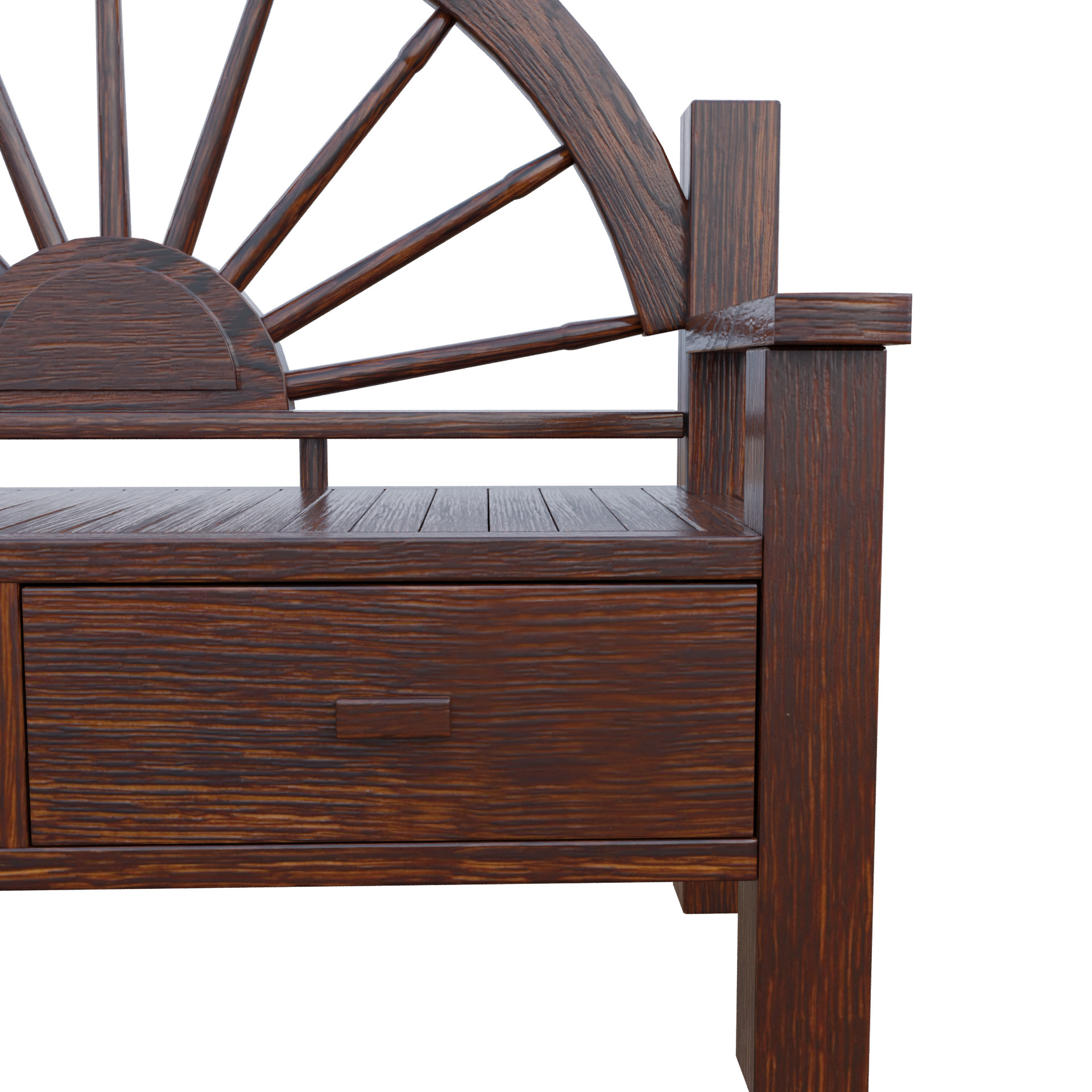 Rustic Bench Low-poly 3D model_2