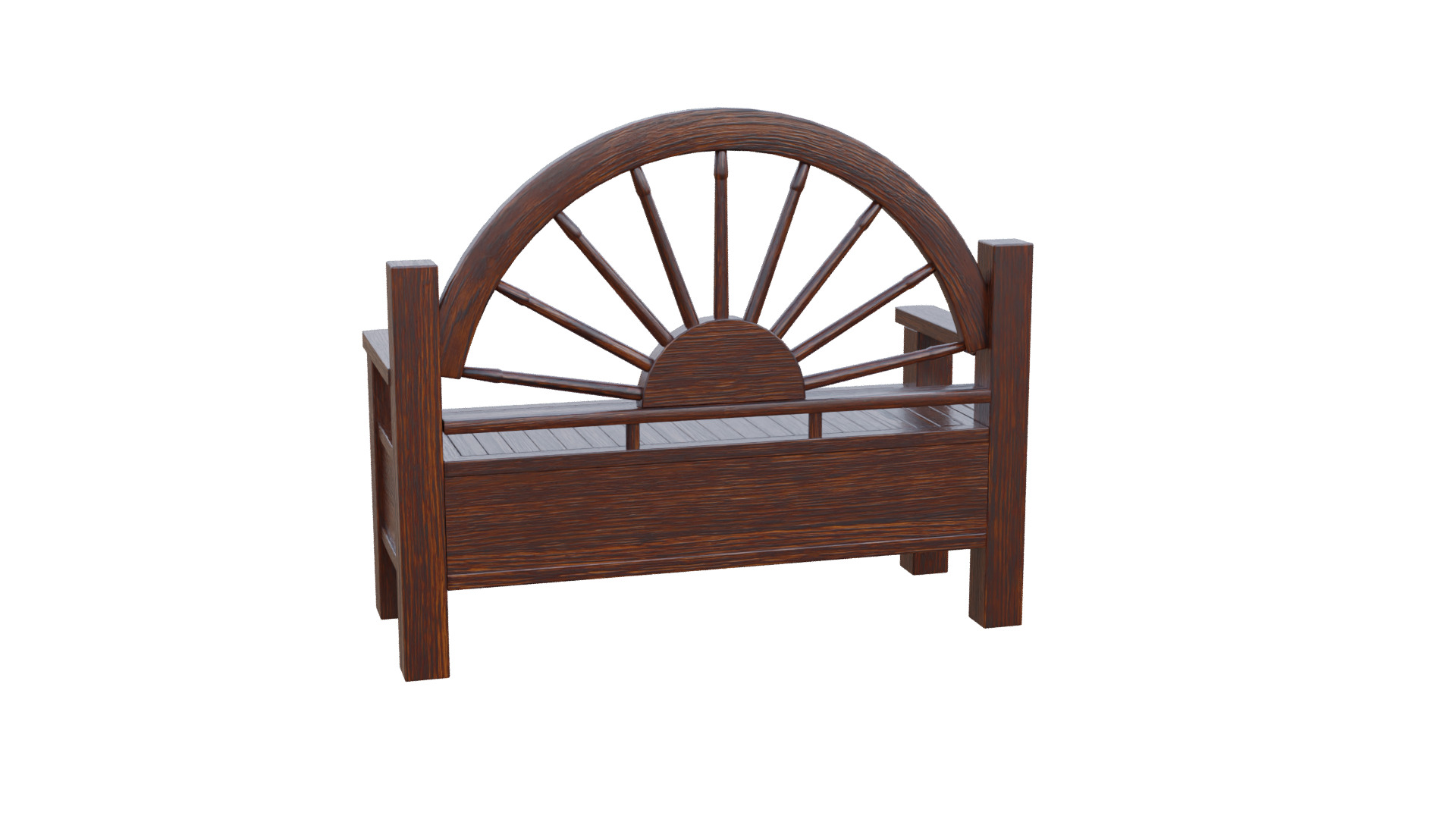 Rustic Bench Low-poly 3D model_26