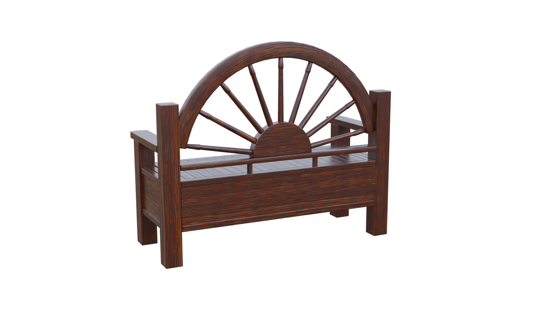 Rustic Bench Low-poly 3D model_27