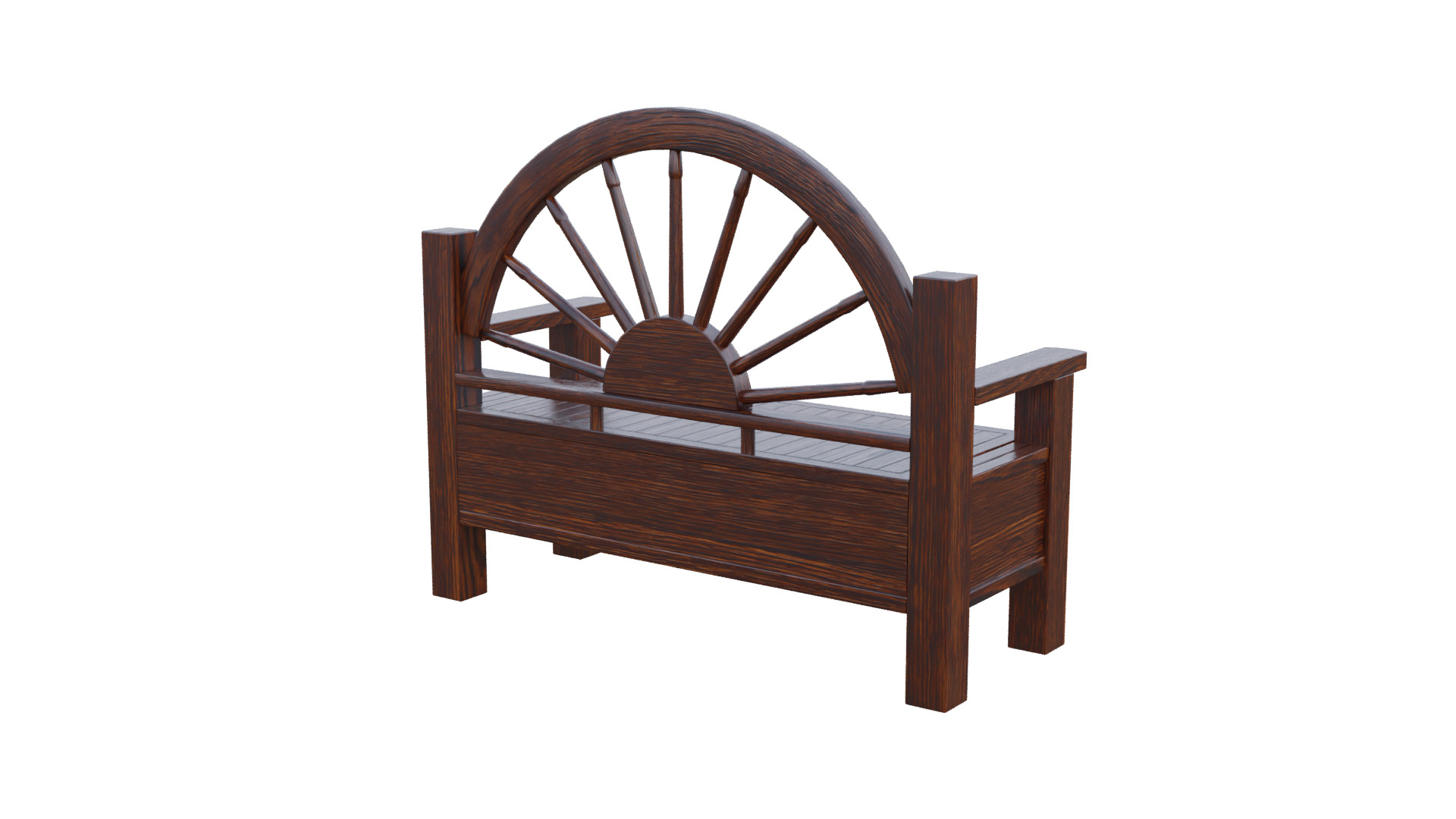 Rustic Bench Low-poly 3D model_21